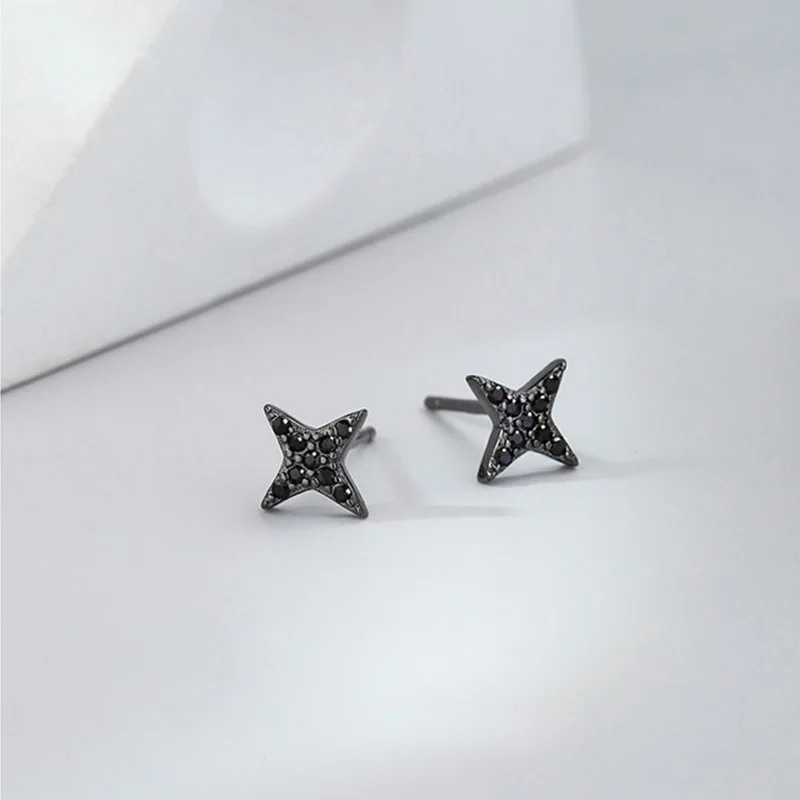 

VENTFILLE 925 Sterling Silver Black Star Earrings For Women Trendy Temperament Personality Party Jewelry Gifts 2024 New