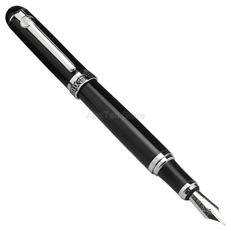 Duke D2 Fountain Pen Black Barrel & Silver Clip Advanced Writing Fountain Pen Pocket Portable Office School Stationery