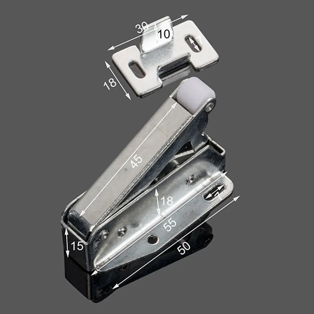 Steel Touch Latch Loft Door Catch Hatch Push Latch Auto Spring Attic Cupboard Push to Open Cabinets Furniture Hardware