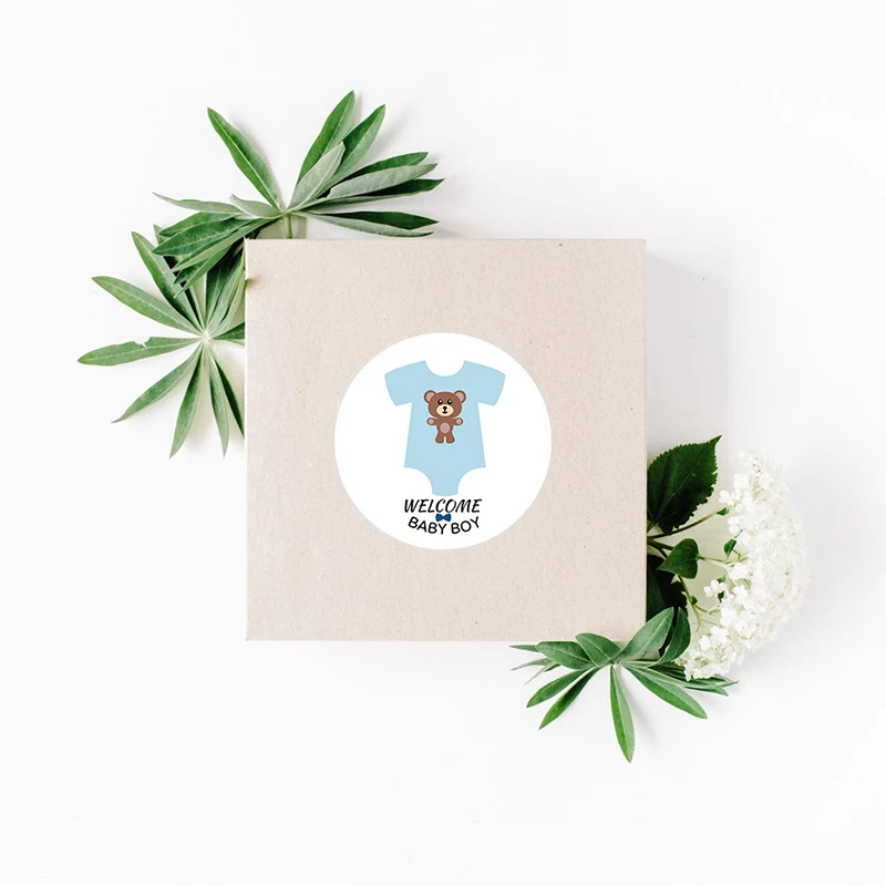 24/48pcs Sticker Seal Label Candy Box Decoration DIY Gifts Bag Stickers Baby Shower Baptism Gender Reveal Birthday Party Decor