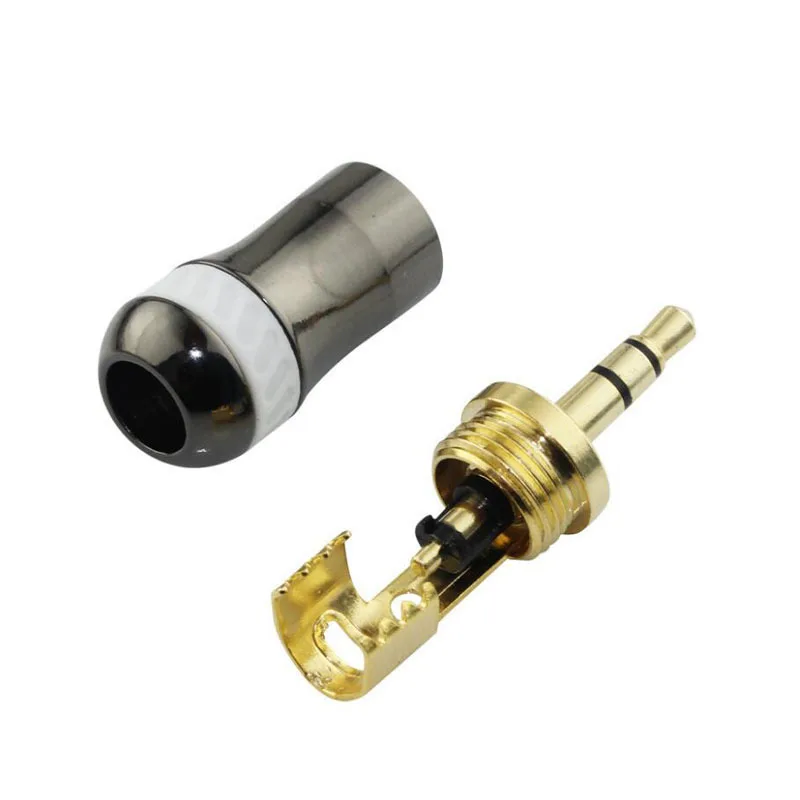 2PCS 3.5mm Jack 3 pole Audio Plug Gold-plated Earphone Adapter For DIY Stereo Headset Earphone or Used for Repair Earphone