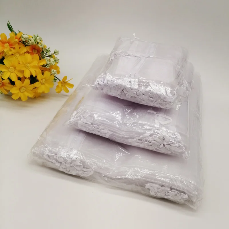 

100pcs Drawstring Organza Bag Large White Gift Bags for Gifts Jewelry Wedding Christmas Party Decoration Pouches Packaging Bags