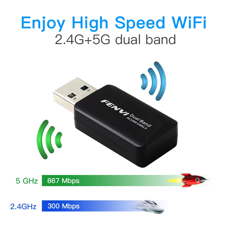 1300Mbps Dual Band 2.4Ghz/5Ghz Mini USB 3.0 Wlan Wifi Wireless Adapter Dongle Network Card 802.11ac For Laptop PC Windows 7/8/10