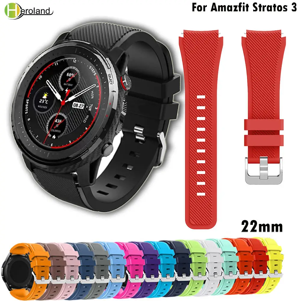 

22 мм силиконовый ремешок для часов для huami Amazfit 3 Stratos Спортивные сменные для часов huami Amazfit Stratos 2 2S Pace ремешок ремешки часы браслет