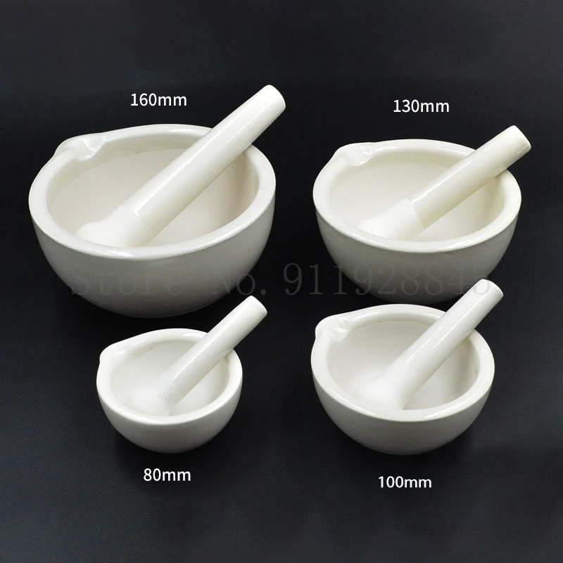 Mortier et pilon en porcelaine de laboratoire, bol de meulage blanc Assad, diamètre 60mm 80mm 100mm 130mm 160mm, 1 pièce