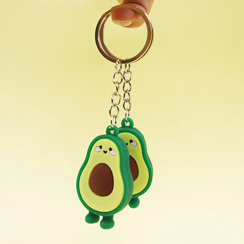 Fashion Simulation Fruit Avocado Smile Keychain 3D Resin Key Chains Jewelry Gift