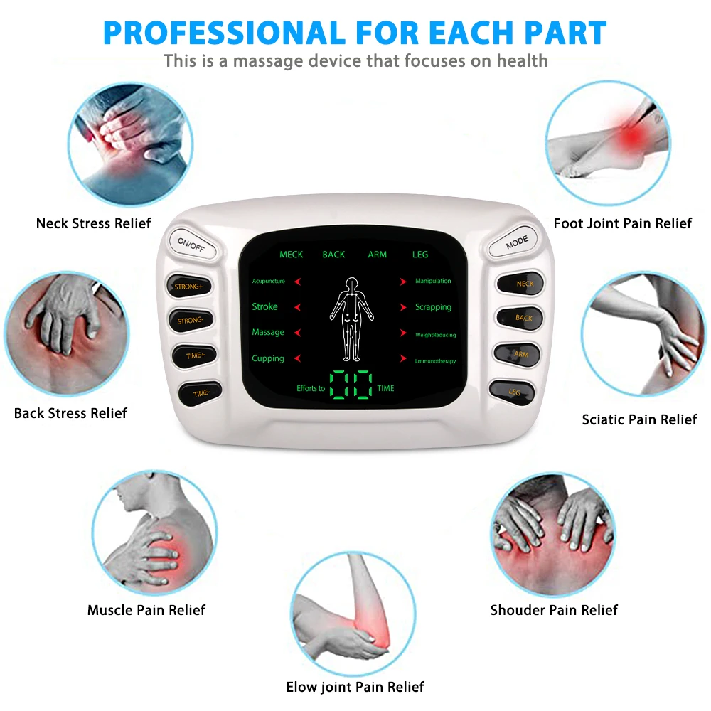 Electronic tens body massager machine ems muscle stimulator pulse acupuncture foot massage Physiotherapy Slimming masajeador pad