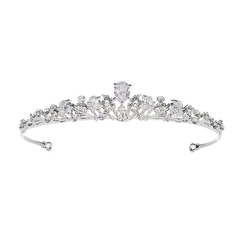 Fashion Zircon Bridal Tiara Headpiece Silver Color Crystal Wedding Crown Hair Accessories Women Birthday Party Rhinestone Crowns