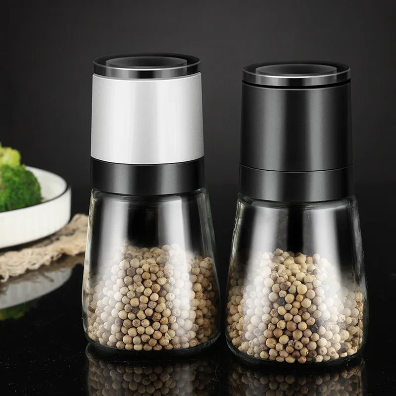 Manual salt and pepper grinder pulverizer Transparent glass jar spice jar grinder seasoning bottle grain pepper mill sprayer