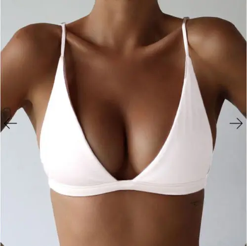 5 Colors Sexy Women Girl Solid Color Push Up Ultrathin Padded Bandage Beach Bikini Top Swimwear Female Summer Beachwear Only Top