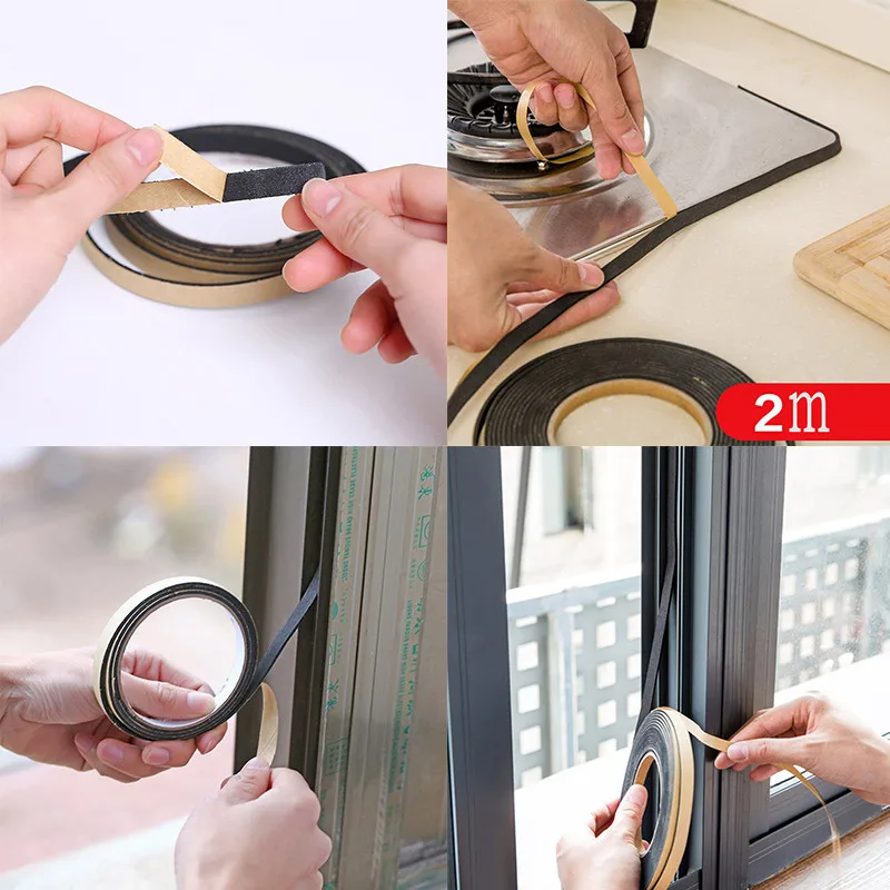 2m Self Adhesive Seal Strip Single Sided Foam Seal Tape Strip For Door Window Seal Strip Foam Draught Excluder