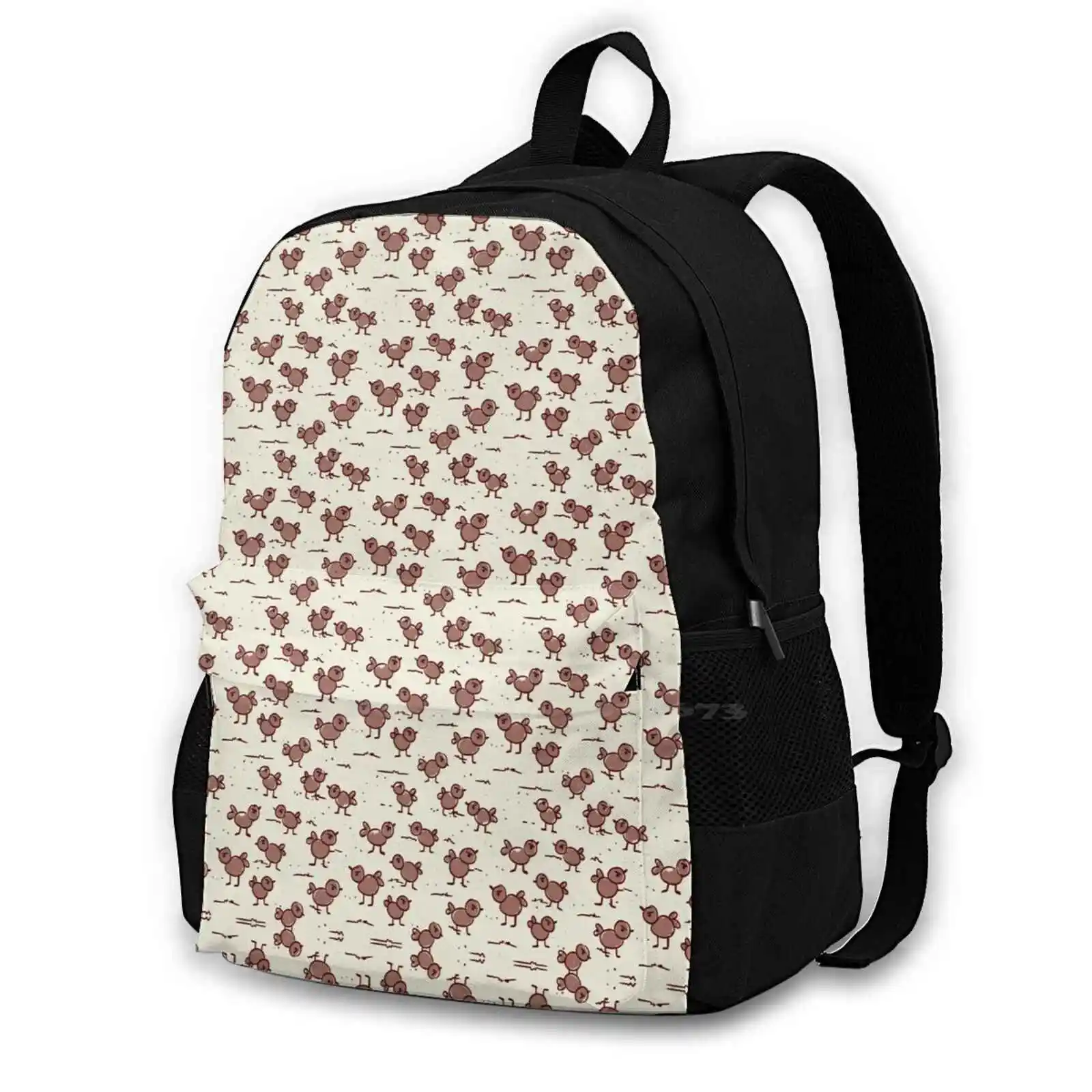 A Cranky Flock Rucksack Knapsack Storage Bag Backpack Birds Pattern Cute Monochrome Cranky Flock