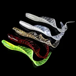 10pcs/lot 65mm 1.5g Flexible Soft Grub Fishing Lure With Long roll Tail Artificial Grub Soft Bait Worm  Colors Fishing Baits