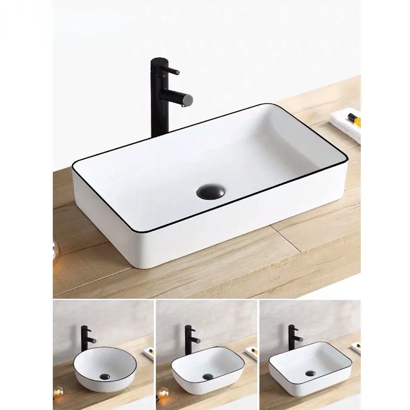 

Bathroom Sink Bowls Nordic Ceramic Washbasin Square Basin Simple White Washbasin Home Basin Shampoo Bowl Without Tap