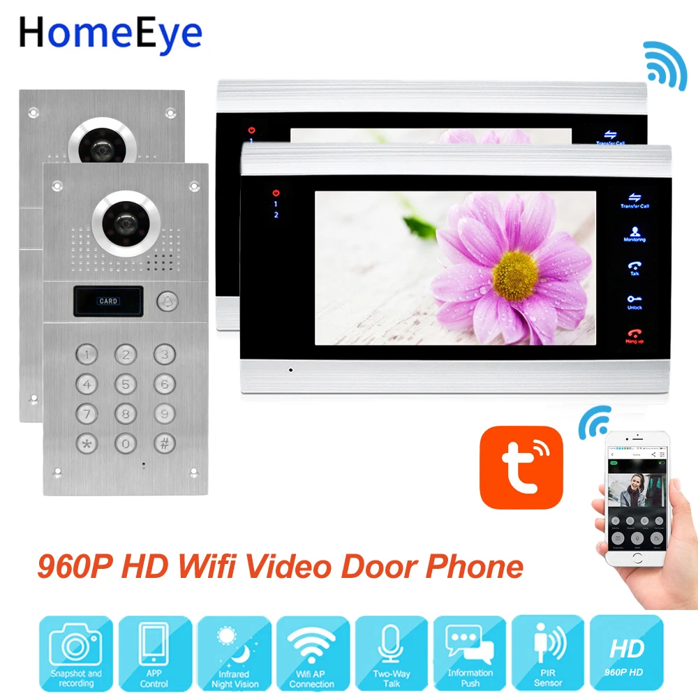 

TuyaSmart App Remote Control WiFi IP Video Door Phone Video Intercom Access Control System Motion Detection Code Keypad RFID 2-2