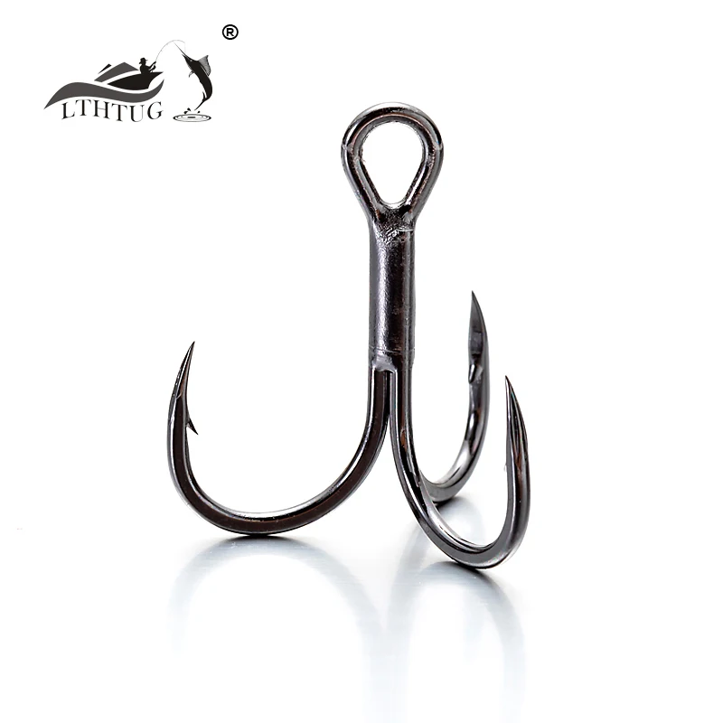 15pcs/lot LTHTUG Black Nickle Color Treble Hook High Strength Hooks High-Carbon Steel Saltwater Sea Fishing Hook