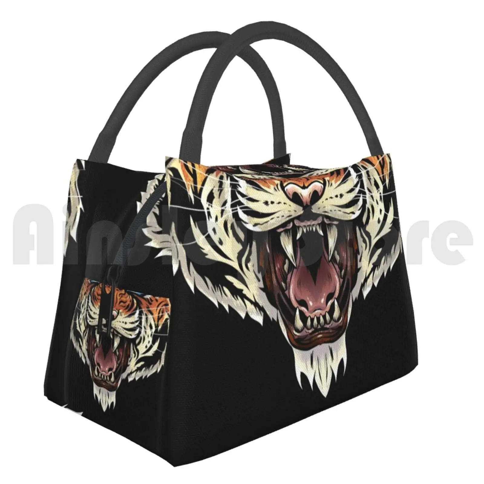 

Portable Insulation Bag Tiger Tiger Tattoo Tribal Orange Stripes Stippling Fierce Powerful Teeth Mouth Scary