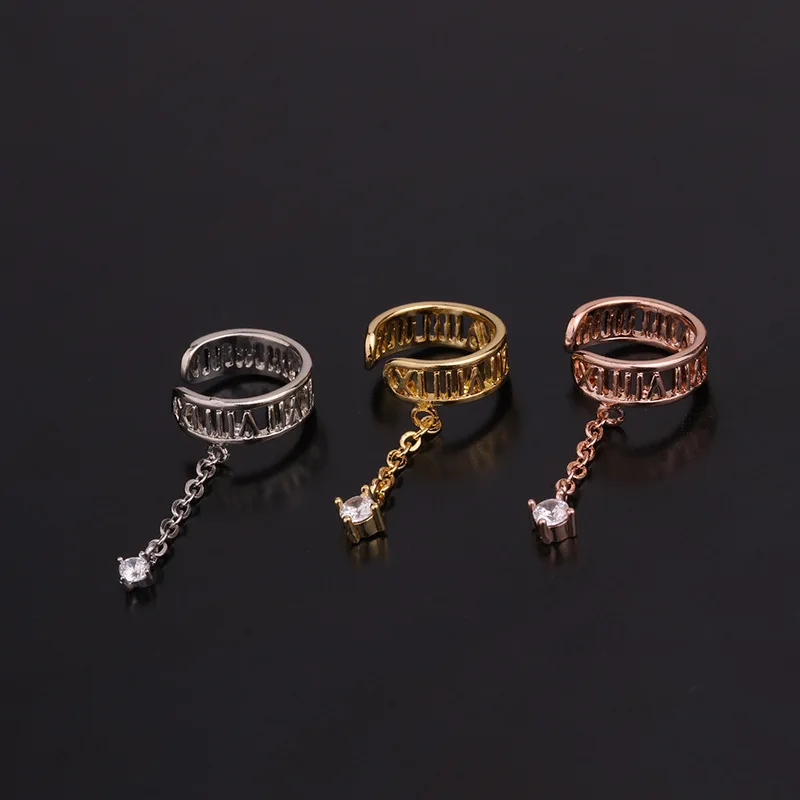 1 PCS Cute U Shape No Piercing Ear Cartilage Cuff Clip Earring with Zircon Drop Simple Circle Copper Ear Clip Jewelry