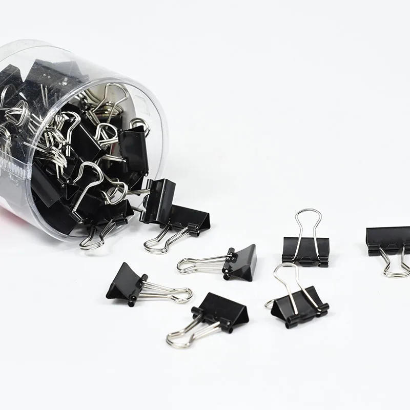 6315Metal Binder Clips Black Clips 60Pcs Home Office Books File Paper Clip Food Clips Strong clamping force Easy classification