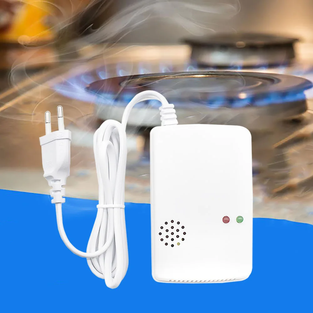 EU Plug Gas Leak Detector Sensor Combustible Propane Butane Methane Natural Gas Safety Warning Alarm System for Home