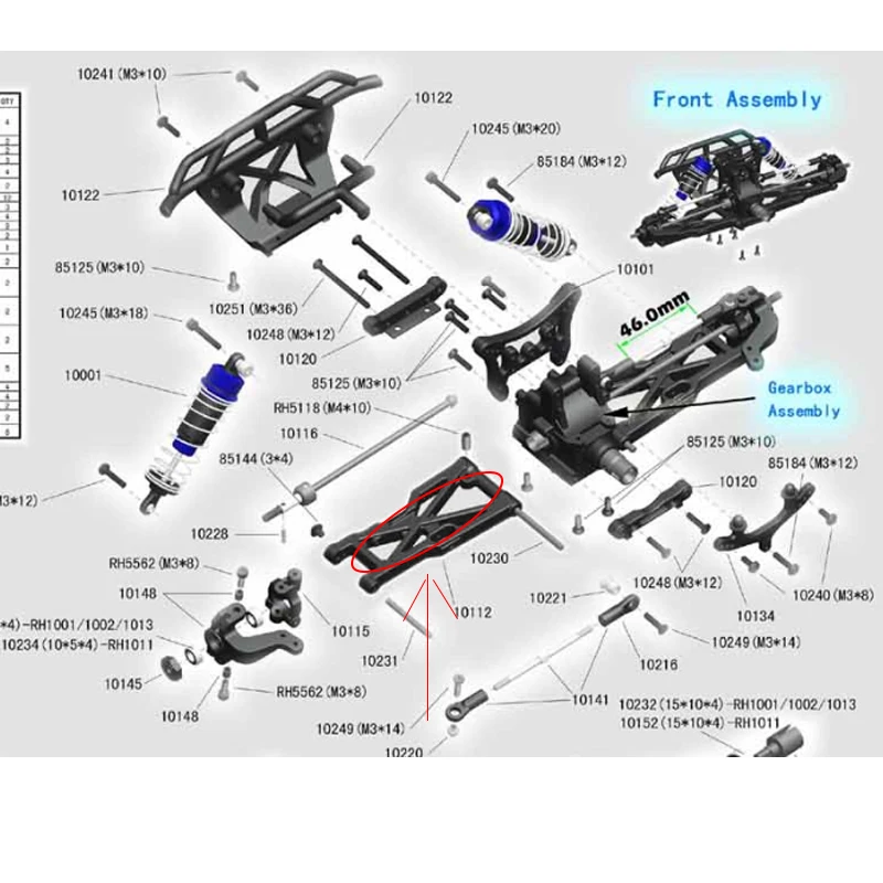 Upgrade Parts front Lower Suspension Arms For  VRX Racing RH1013 RH1011  RH818 RH1008 RH1019 RH1001 RH903,Fit vrx 10909 10113