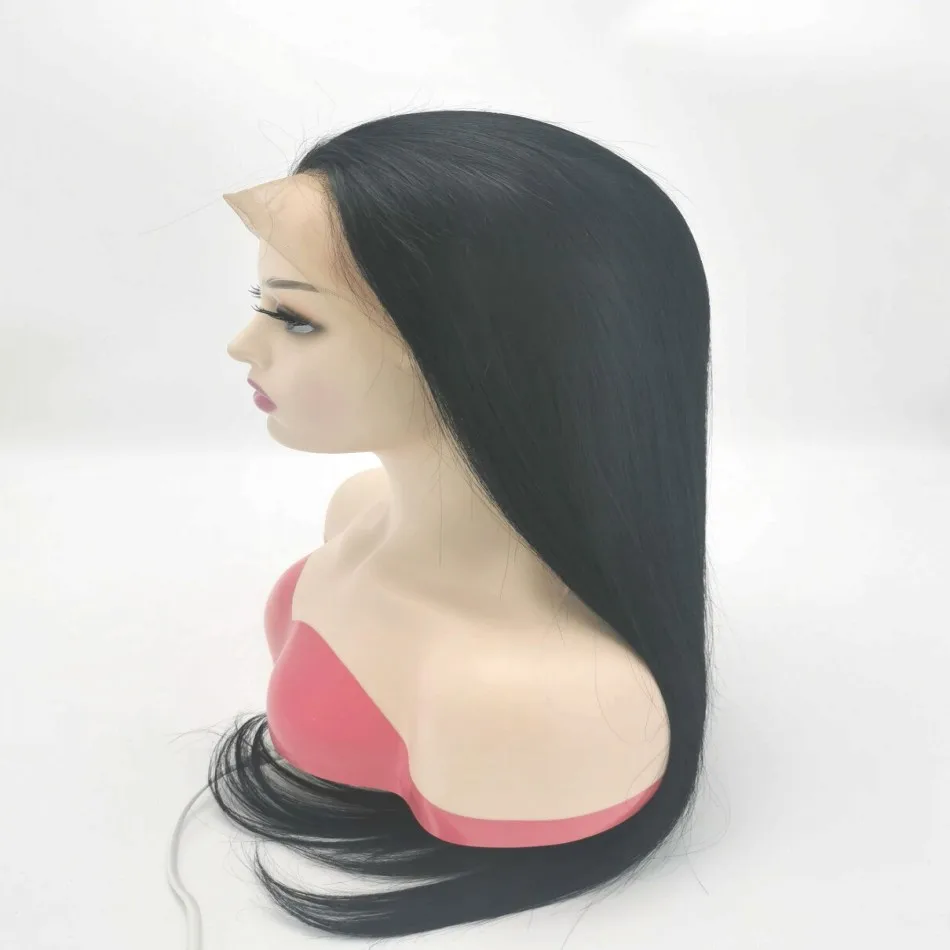 Pelucas de encaje Frontal para mujeres negras, cabello humano liso de 13 "x 4", barato, prearrancado