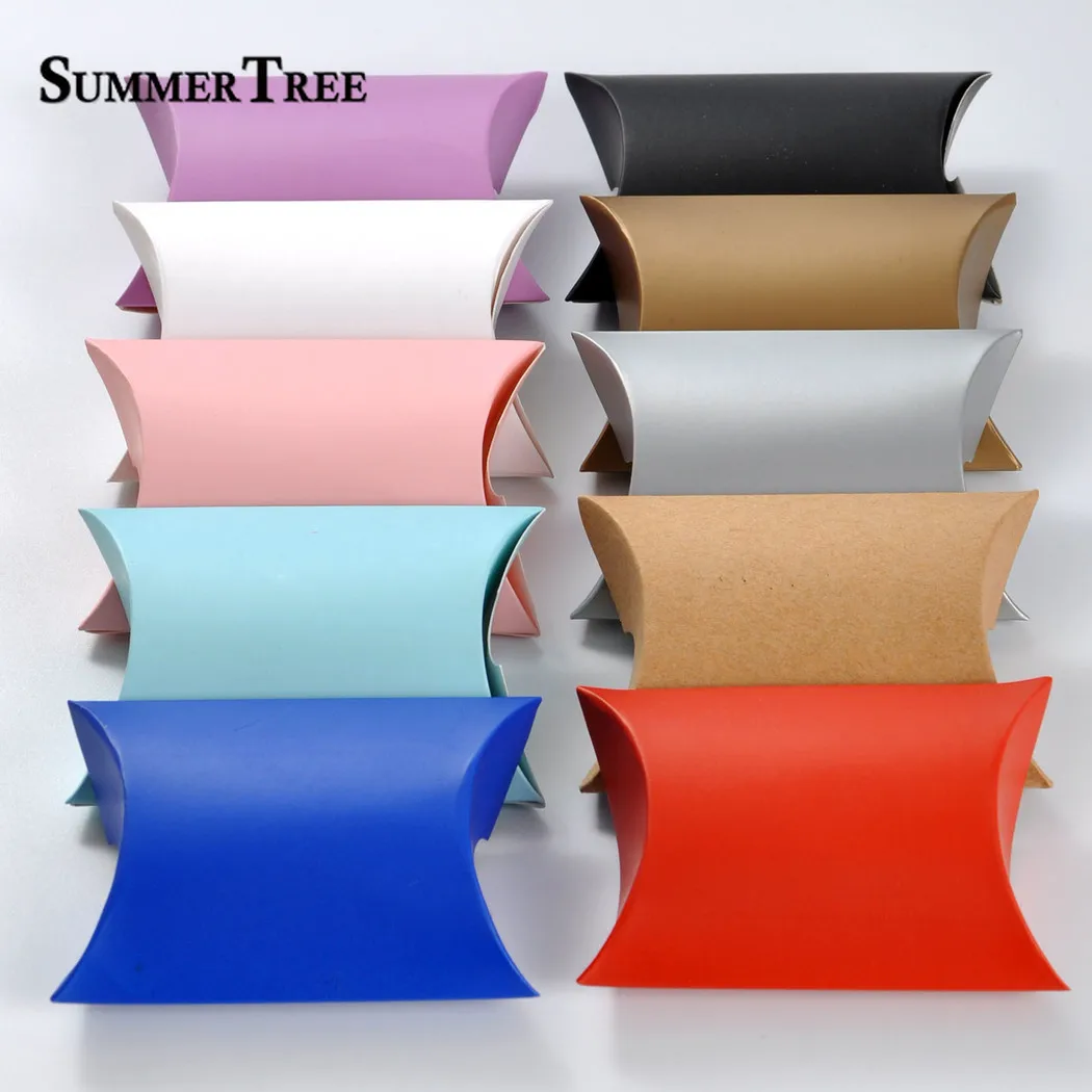 50/100szt Pudełka na cukierki z poduszką Złoto Różowy Biały Czarny Srebrny Papier pakowy Impreza weselna Ulubiony papier DIY Pudełko na prezent Dostawa Akcesoria