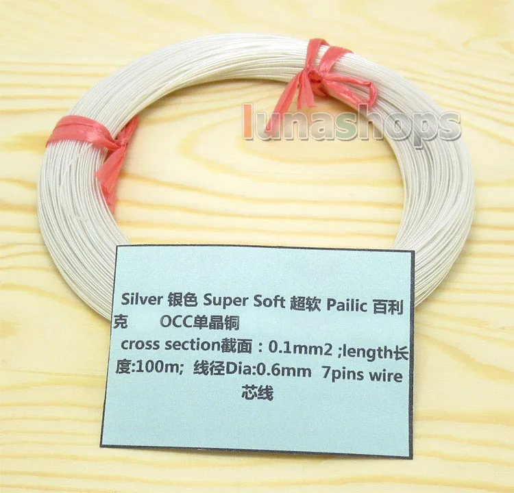 

LN004440 Silver 100m 30AWG Pailic Silver Plated + OCC Signal Wire Cable 7/0.1mm2 Dia:0.65mm For DIY Hifi