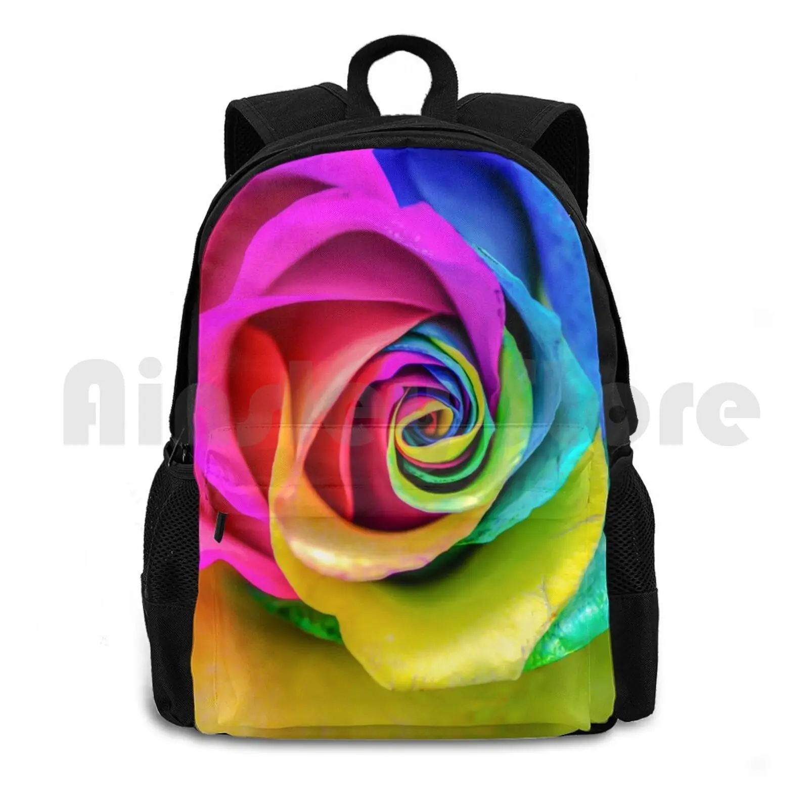 

Rainbow Rose Outdoor Hiking Backpack Riding Climbing Sports Bag Rainbow Rose Macro Close Up Abstract Colors Colorful Vibrant