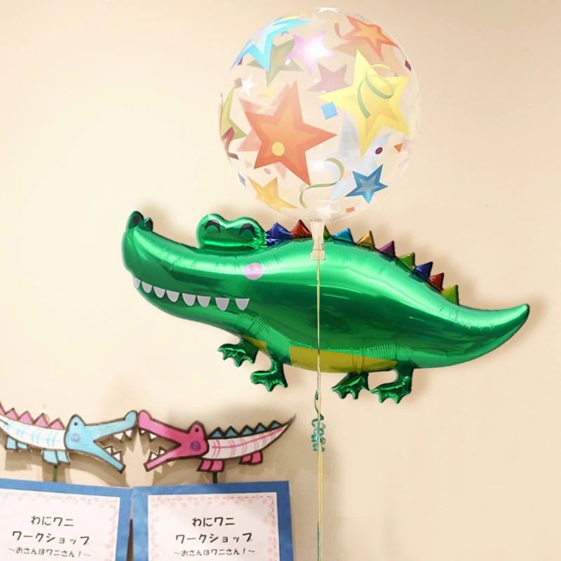 2pcs Rainbow Alligator Foil Balloon Giant Crocodile Safari Animal Helium Balloons Birthday Party Decoration Kids Toy Baby Shower