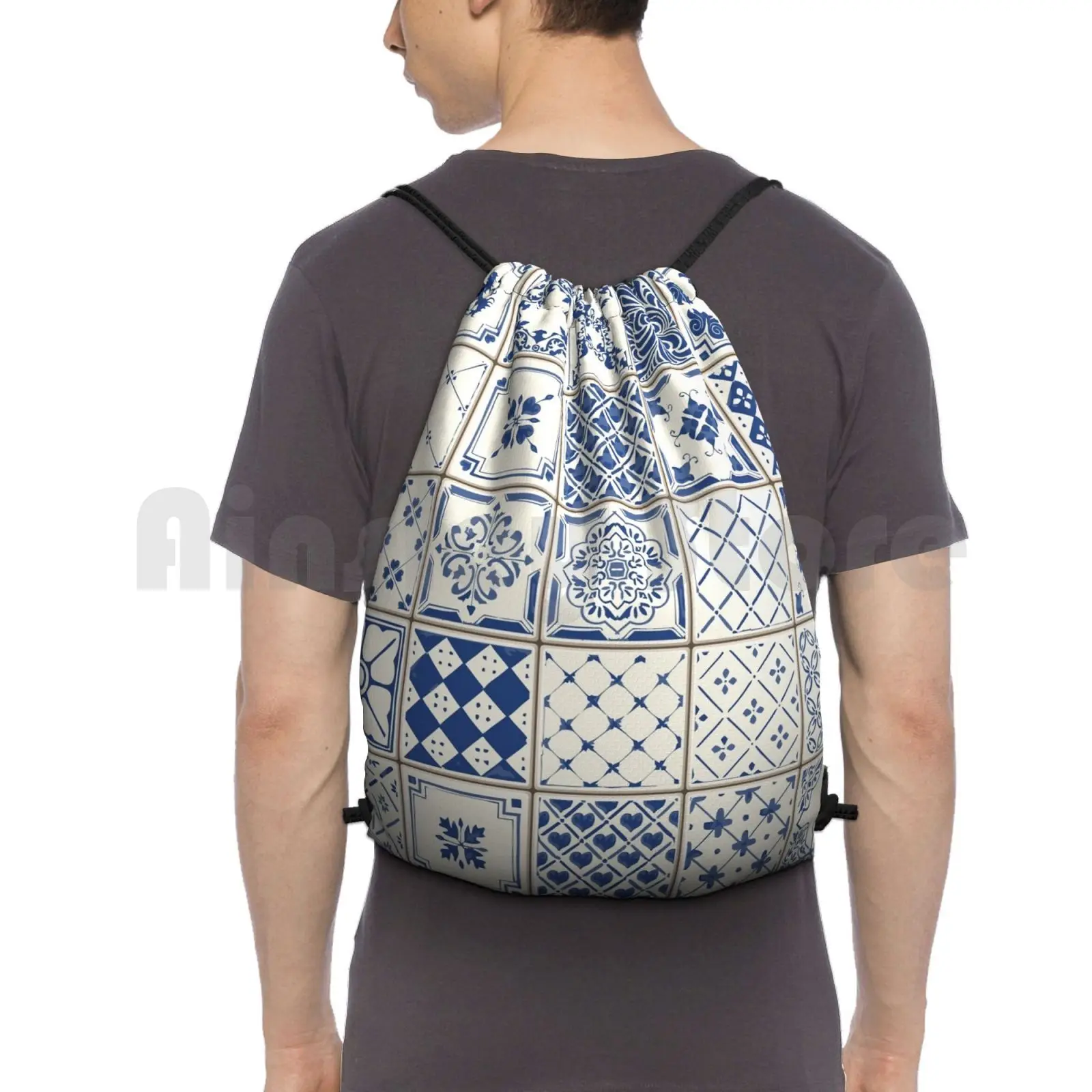 Azulejo Lisbon Azulejos Lisboa Backpack Drawstring Bag Riding Climbing Gym Bag Azulejo Lisbon Azulejos Lisboa Portugal