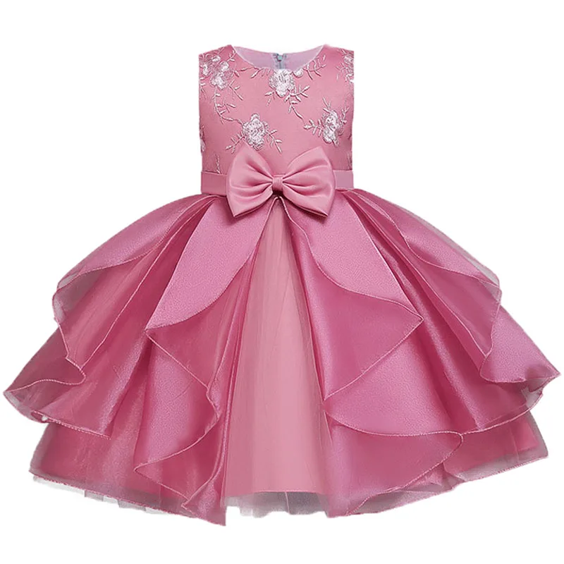 Summer Girls Flower Embroidery Princess Party Dress Baby Kids Christmas Wedding Ball Gown Dresses abbigliamento per bambini per 3-10 anni