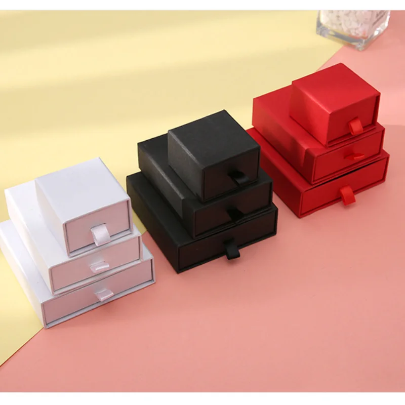 1 Stück bunte Geschenkbox für Ringe, Halsketten, Armbänder, Ohrringe, Geschenk, schicker kleiner Schmuck, Schmuck-Organizer, große Schublade, Karton – Detail 3