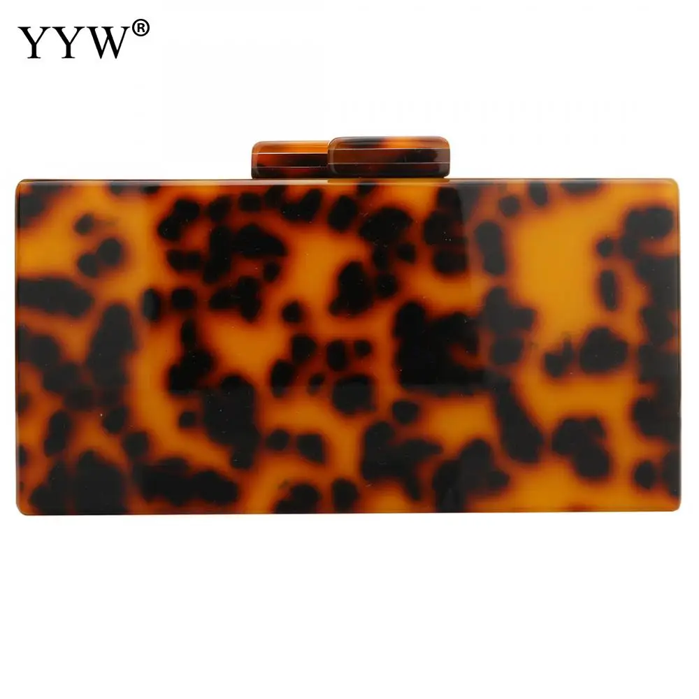 Acrylic Leopard Printing Handbag For Women Rectangular Summer Fashion Designer Perspex Trendy Crossbody Praty Evening Clutch Bag