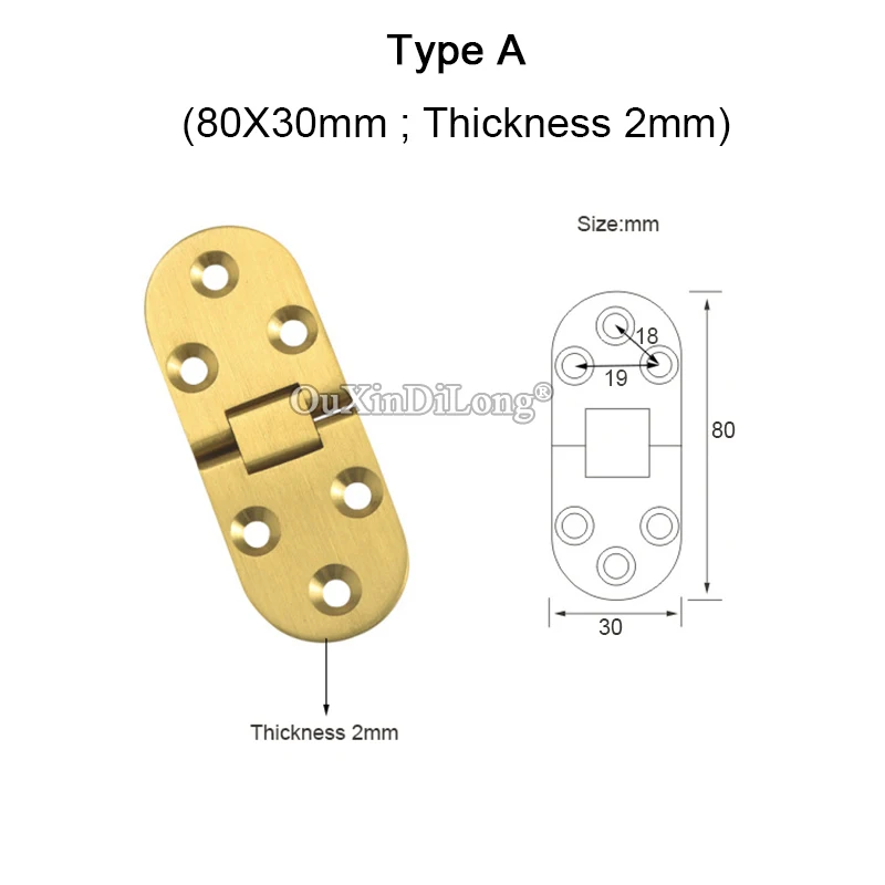 Brand New 4PCS Pure Brass Butler Tray Flap Hinges Dining Table Desktop Portable 180 Degree Folding Flip Hinges+Screws
