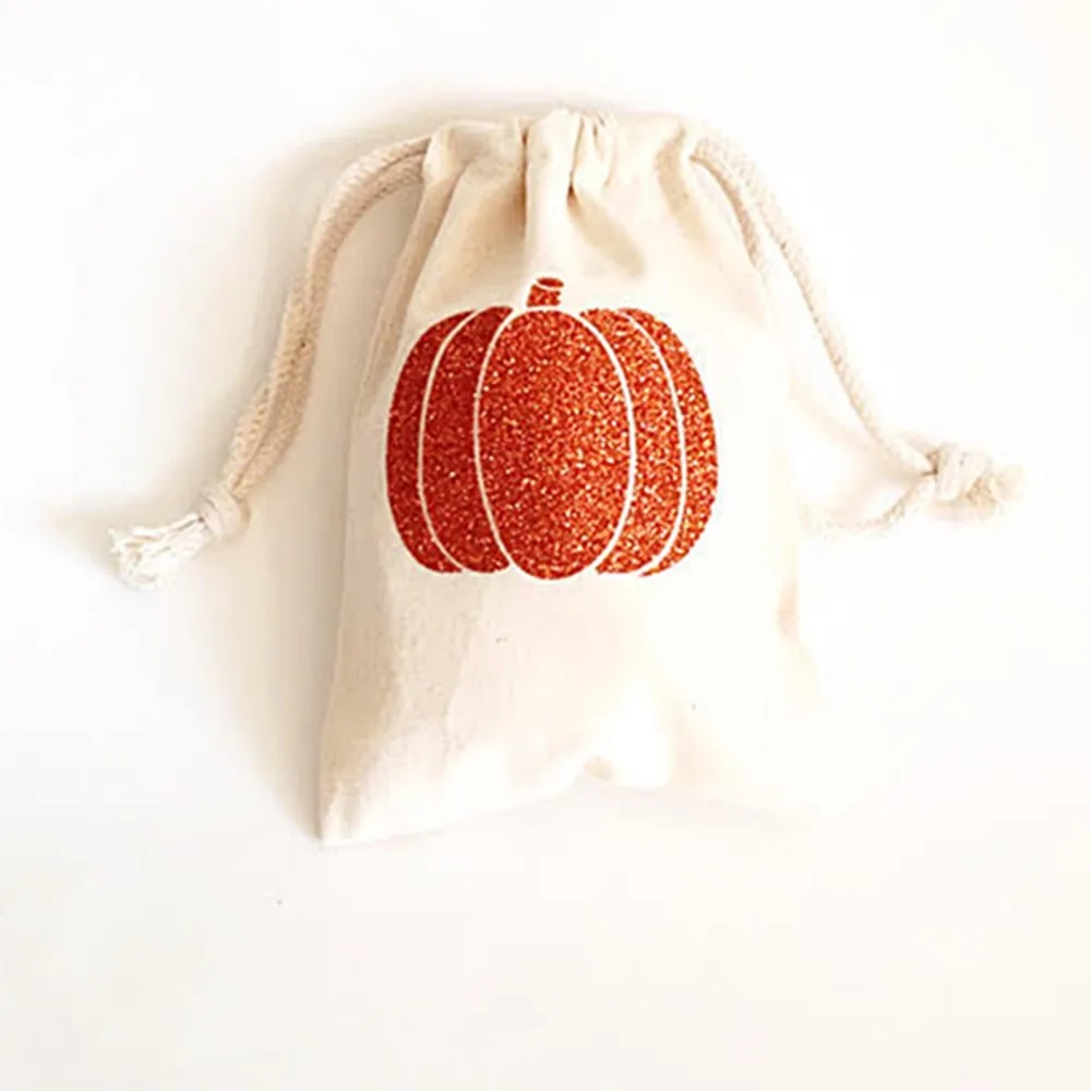 personalized Rustic Wedding bags Decor Glitter Pumpkin Fall Wedding   bags Holiday table decor cutom Bachelorette party kit  bag