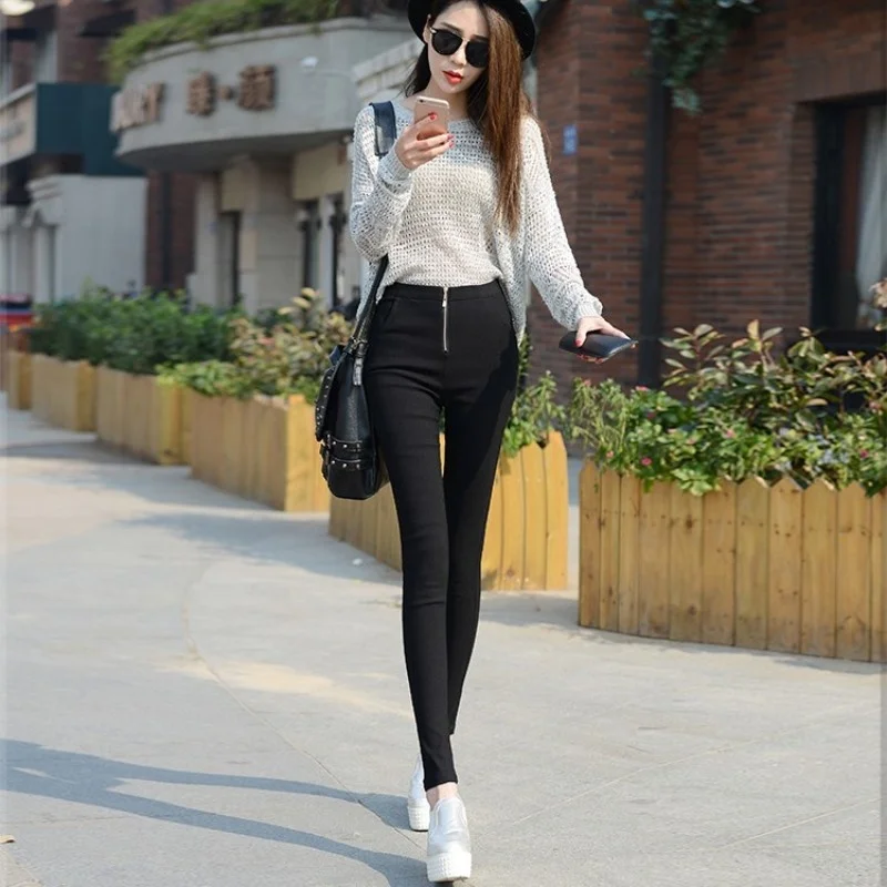 

Causal Women Long Trousers Female High Waist Zipper Fly Stretchy Skinny Pencil Pants Plus Size Streetwear Sexy Push Up Pants
