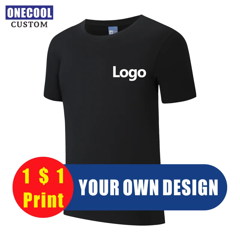 10 Colors Cotton T Shirt Custom Logo Printing Men And Women Tops Personal Design Embroidery Company Brand ONECOOL S-4XL