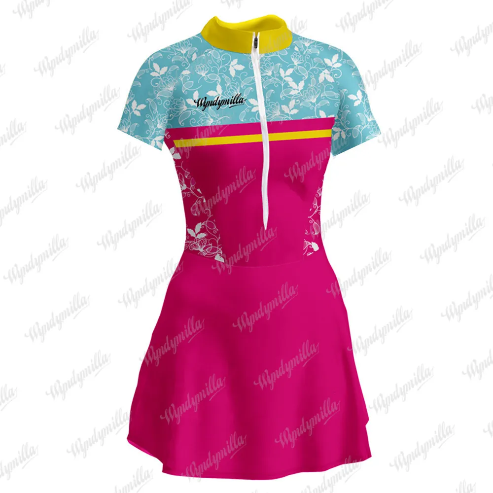 Wyndymilla Women's Bicycle Little Dress Short Sleeve Roupas Femininas Road Bike Race Breathable Suit Female Monkey Skirt