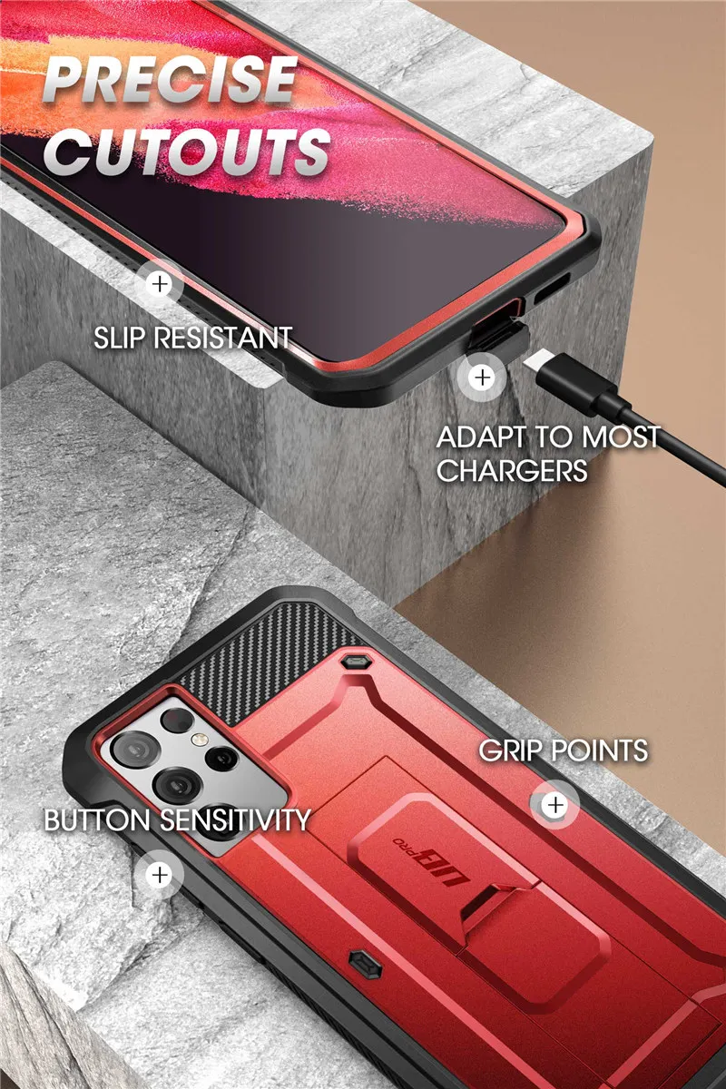 SUPCASE For Samsung Galaxy S21 Ultra Case (2021 Release) 6.8" UB Pro Full-Body Holster Cover WITHOUT Built-in Screen Protector