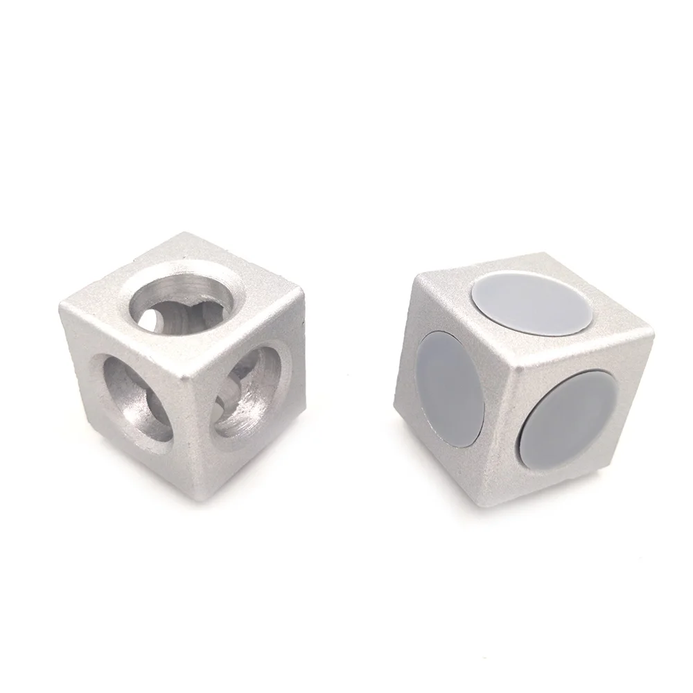 KANDE 1PC 2020 3030 4040 4545 aluminum 3 ways cube connector fasteners for European standard aluminum profiles 3 ways pass