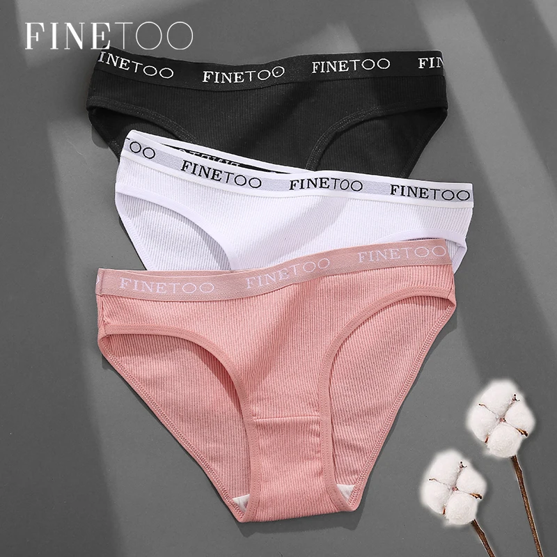 

FINETOO New M-XL Women Underpants Custom Letter Panties Breathable Cotton Underwear Ladies Briefs Casual Panty Female Lingerie