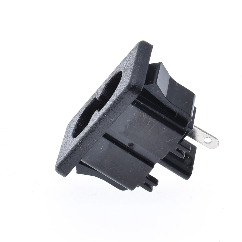 Manufacturer AC inlet C8 power socket 2.5A250V female C8 Panel Mount Plug Adapter 2 Pins IEC Inlet Module connector Flame retard