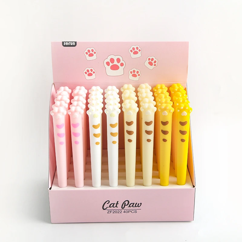 2 Piece Lytwtw\'s Cute Kawaii Cat Paw Silicone Claw Gel Pen School Office Supply Stationery Creative Sweet Pretty Lovely Cartoon