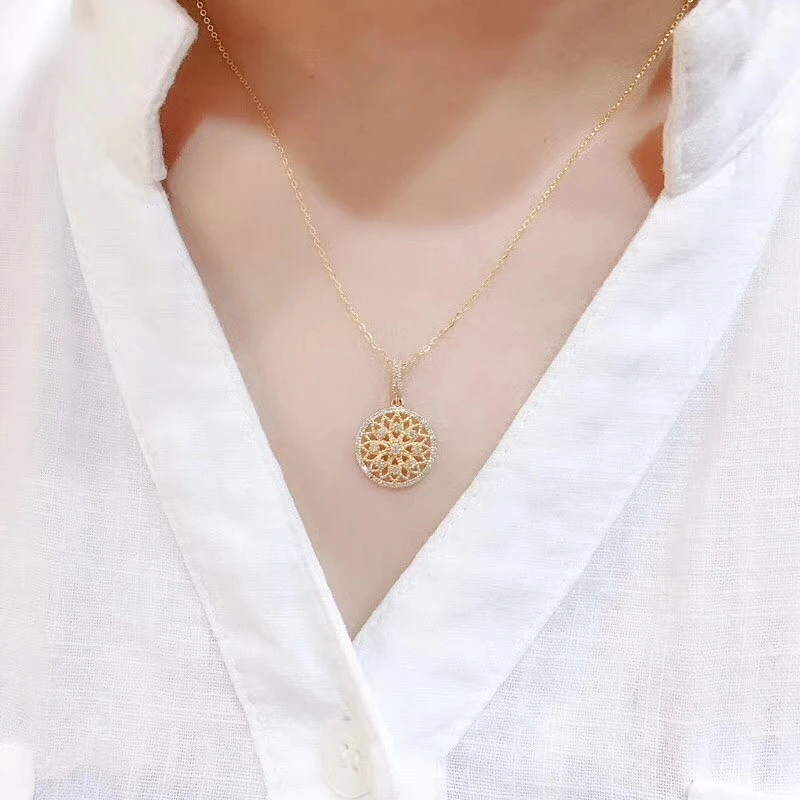 14K Yellow Gold Necklace Pendant for Women natural Pierscionki bijoux femme chain necklace naszyjnik Jewelry naszyjnik joyas