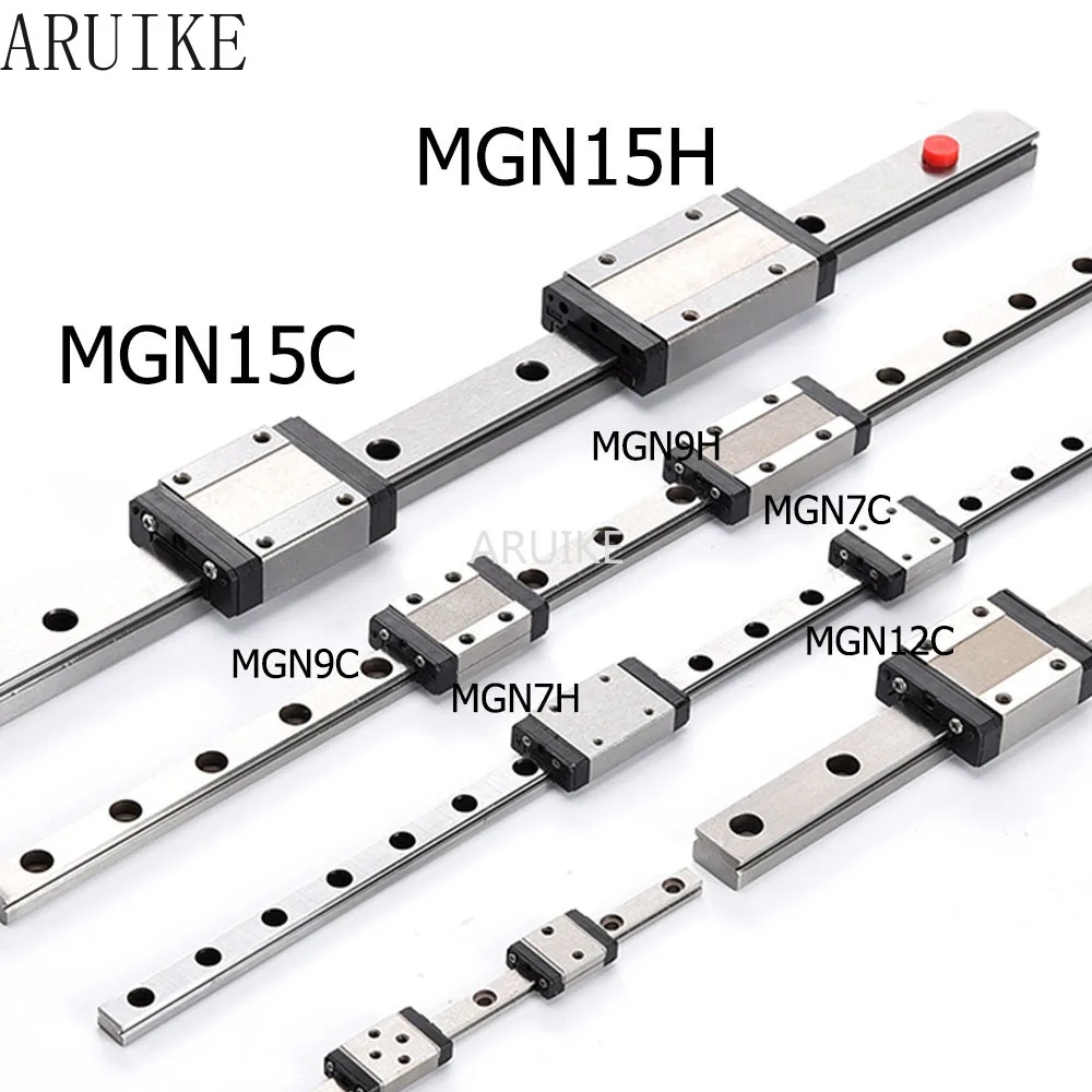 MGN7 MGN9 MGN12 MGN15 100 300 350 400 450 500 600 800mm miniature linear rail slide 1pc   guide+1pc H carriage