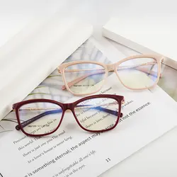 New Arrival Plastic Frame Glasses Full Rim Myopia Eyewear Women Style with Spring Hinges 7009 Anti-Blue Ray