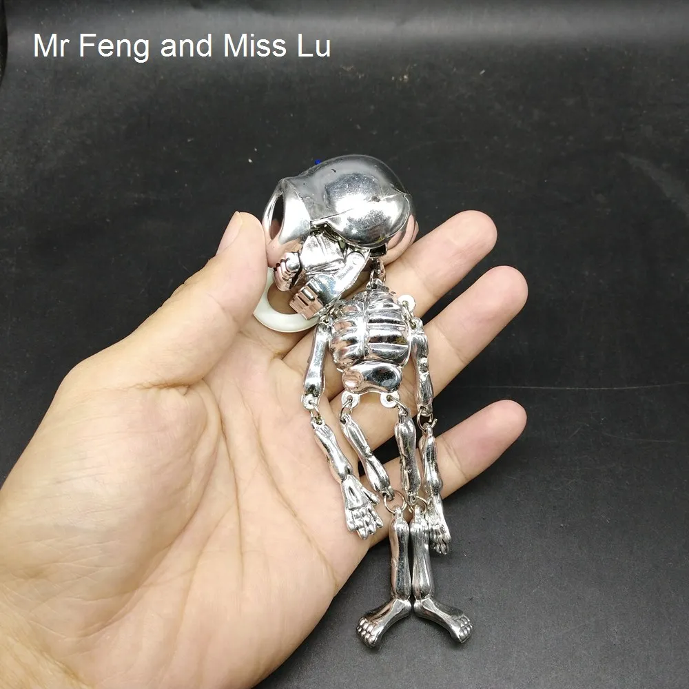 Silver Clockwork Skull Novelty Joker Toy Windup Skeleton Halloween Model Party Toys Kids