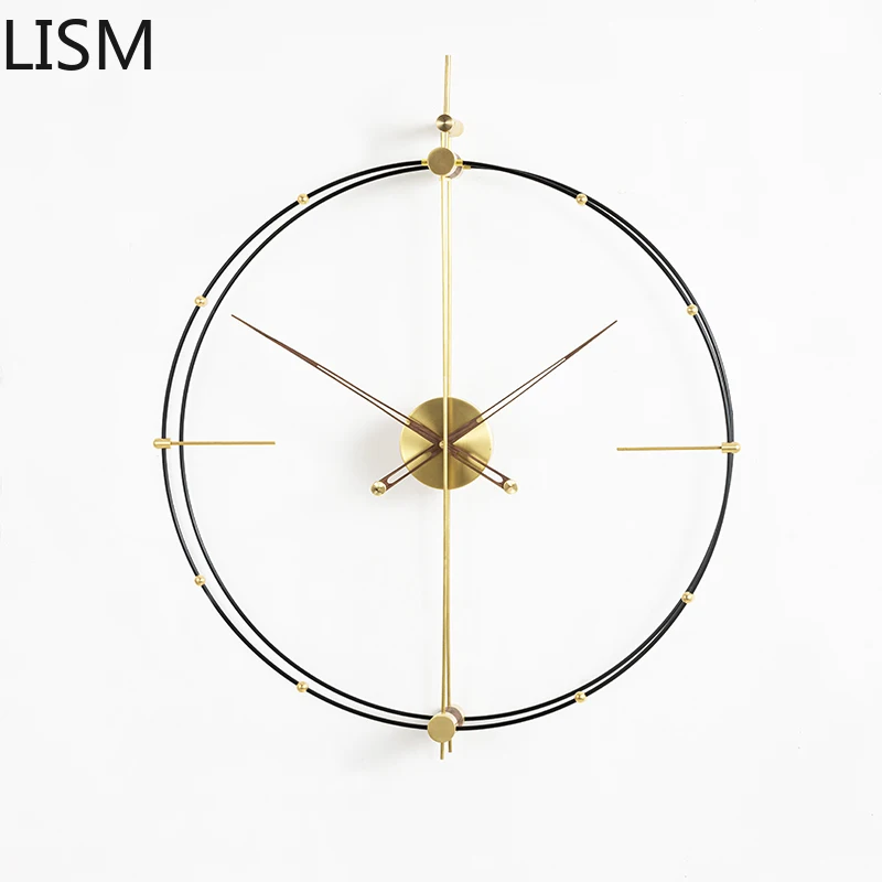 Miinimalist Luxury Wall Clock Metal Wood Creative Home Decoration Art Gold Watch Silent Large Reloj De Pared 3d Digital