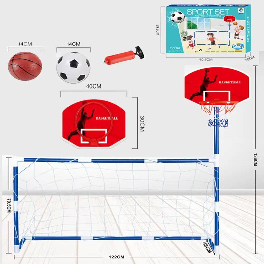 2021 Hot 2 In 1 Soccer Basketball Goal Set Children Ball Game Hoop Set Kids Indoor Outdoor Basketball Board Beach Exercise Toys